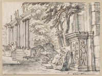 K VII 012
<br/>
Tuinaanzicht van de Villa Medici
<br/>
<em>Onofri, Crescenzio (1634-1714) - toegeschreven aan</em>